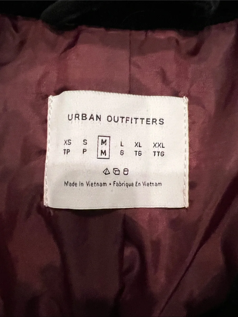 Urban Outfitters Black Velvet Bomber Jacket with Burgundy Lining